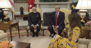 Video grab of PM Narendra Modi with US President Donald Trump on Monday (White House)
