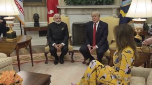 Video grab of PM Narendra Modi with US President Donald Trump on Monday (White House)