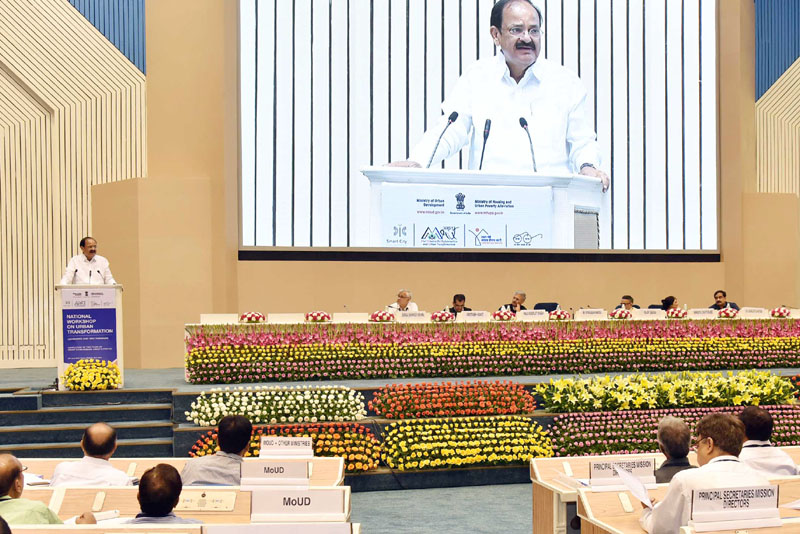 The Union Minister for Urban Development, Housing & Urban Poverty Alleviation and Information & Broadcasting, Mr M. Venkaiah Naidu addressing the National Workshop on Urban Transformation, in New Delhi on June 23, 2017.(PIB)
