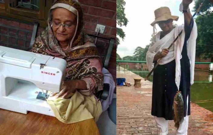Bangladesh Prime Minister Sheikh Hasina’s photos of her sewing, fishing go viral