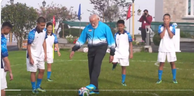 PM Modi Kicks Off Football Session With Youngsters In Gangtok, Sikkim