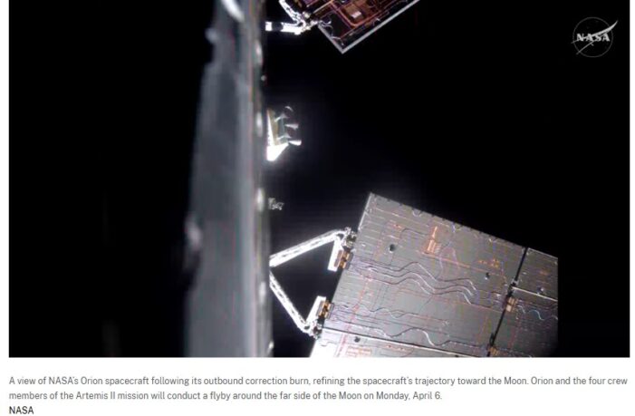 Artemis II Update-15, Day 5: Correction Burn Complete, Crew Locks In Lunar Flyby Trajectory