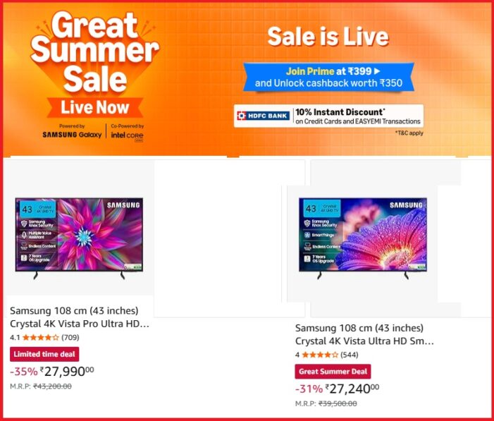 Amazon Great Summer Sale 2026: Deep Discounts Push 4K Smart TV Sales